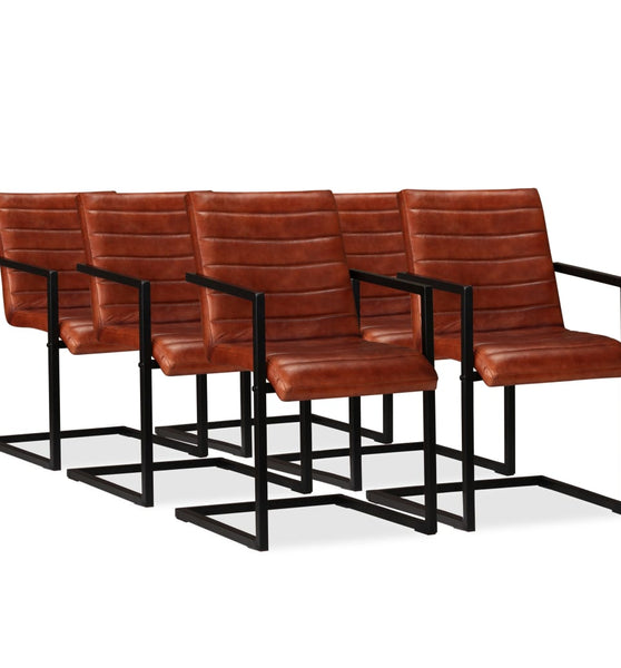 Esszimmerstühle 6 Stk. Echtleder Braun