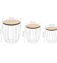 3-tlg. Couchtisch-Set Pappel-Sperrholz Eisen