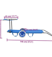 Klappliege mit Sonnenschutz und Rädern Stahl Blau