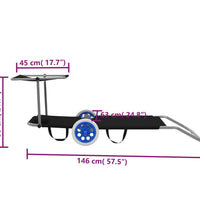 Klappliege mit Sonnenschutz und Rädern Stahl Schwarz