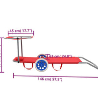 Sonnenliege Klappbar mit Sonnenschutz und Rädern Stahl Rot
