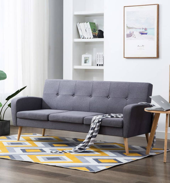 Sofa 3-Sitzer Stoff Hellgrau