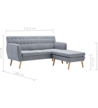 Sofa L-Form Stoff 171,5x138x81,5 cm Hellgrau