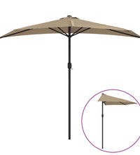 Balkon-Sonnenschirm mit Alu-Mast Taupe 270x144 cm Halbrund