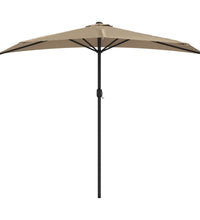 Balkon-Sonnenschirm mit Alu-Mast Taupe 270x144 cm Halbrund