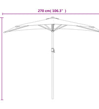 Balkon-Sonnenschirm mit Alu-Mast Taupe 270x144 cm Halbrund