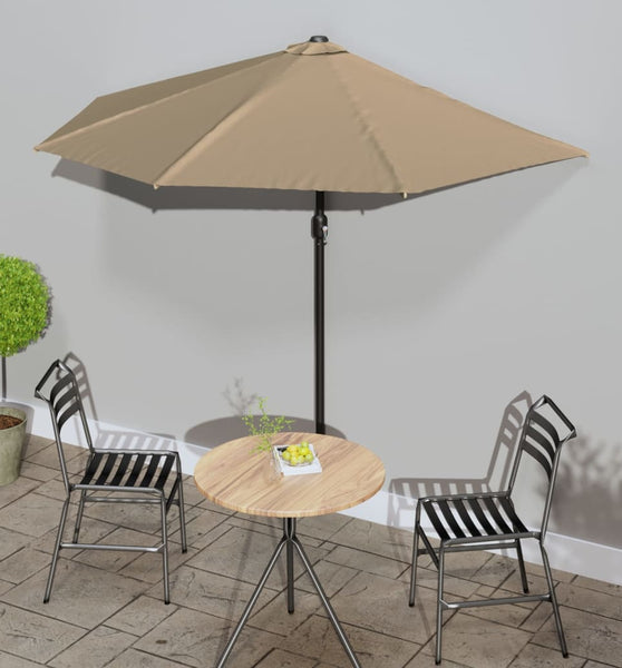 Balkon-Sonnenschirm mit Alu-Mast Taupe 270x144 cm Halbrund