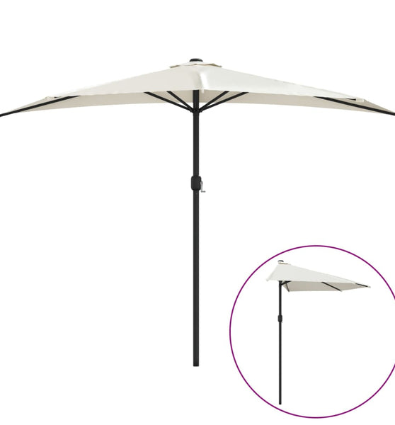 Balkon-Sonnenschirm mit Alu-Mast Sandfarben 300x155 cm Halbrund