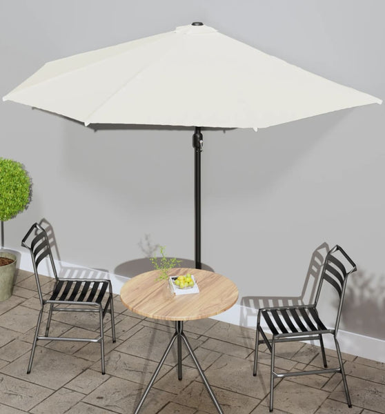 Balkon-Sonnenschirm mit Alu-Mast Sandfarben 300x155 cm Halbrund