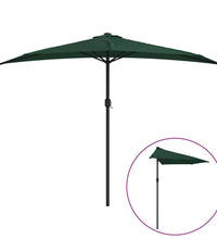 Balkon-Sonnenschirm mit Alu-Mast Grün 300x155 cm Halbrund
