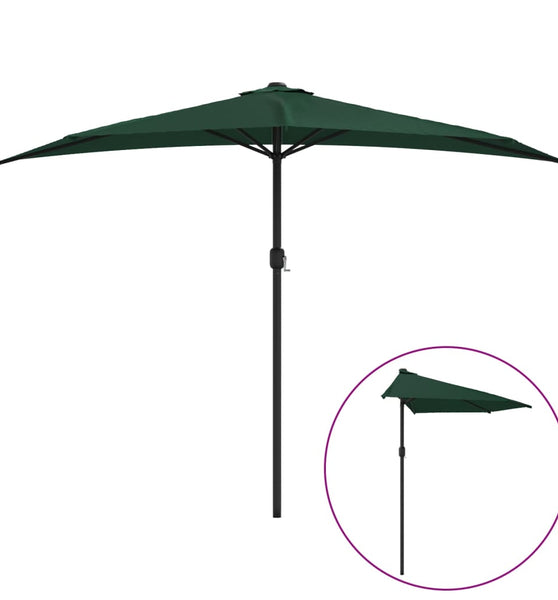 Balkon-Sonnenschirm mit Alu-Mast Grün 300x155 cm Halbrund