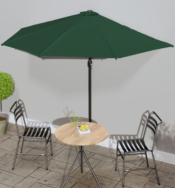 Balkon-Sonnenschirm mit Alu-Mast Grün 300x155 cm Halbrund