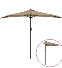 Balkon-Sonnenschirm mit Alu-Mast Taupe 300x155 cm Halbrund