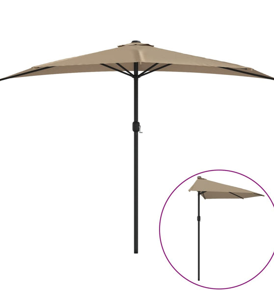 Balkon-Sonnenschirm mit Alu-Mast Taupe 300x155 cm Halbrund