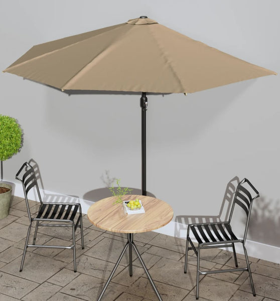 Balkon-Sonnenschirm mit Alu-Mast Taupe 300x155 cm Halbrund