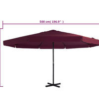 Sonnenschirm mit Aluminium-Mast 500 cm Bordeauxrot