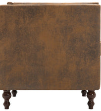 Chesterfield-Sofa 2-Sitzer Stoffbezug Braun Wildleder-Optik