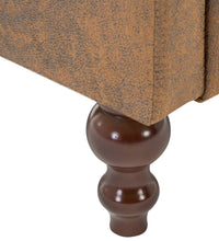 Chesterfield-Sofa 2-Sitzer Stoffbezug Braun Wildleder-Optik