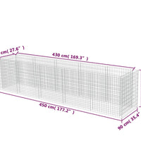 Gabionen-Hochbeet Verzinkter Stahl 450×90×100 cm