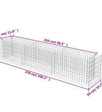 Gabionen-Hochbeet Verzinkter Stahl 270×50×50 cm