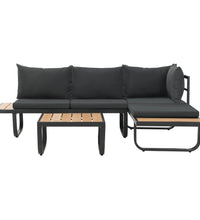 2-tlg. Garten-Ecksofa-Set mit Auflagen Aluminium WPC