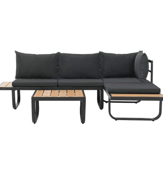 2-tlg. Garten-Ecksofa-Set mit Auflagen Aluminium WPC