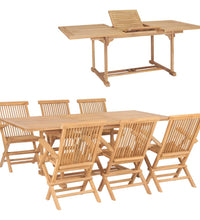 7-tlg. Garten-Essgruppe 150-200 x 100 x 75 cm Massivholz Teak