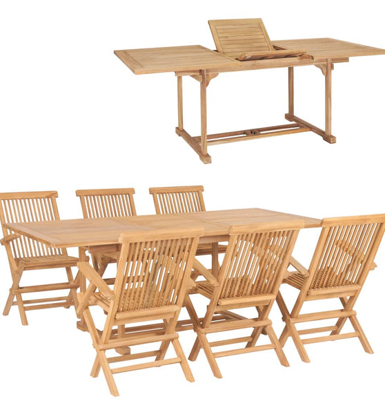 7-tlg. Garten-Essgruppe 150-200 x 100 x 75 cm Massivholz Teak