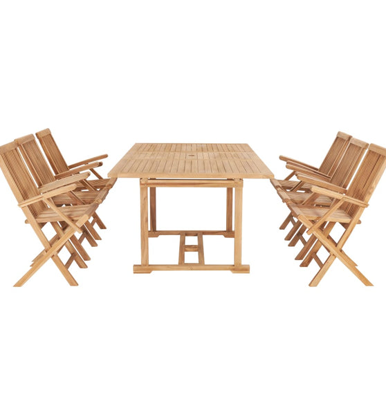 7-tlg. Garten-Essgruppe 150-200 x 100 x 75 cm Massivholz Teak