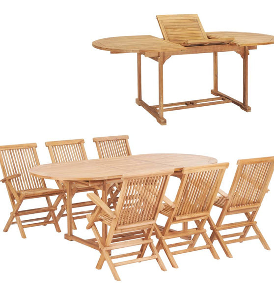 7-tlg. Garten-Essgruppe 150-200 x 100 x 75 cm Massivholz Teak