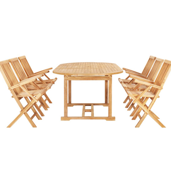 7-tlg. Garten-Essgruppe 150-200 x 100 x 75 cm Massivholz Teak