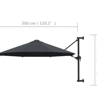 Sonnenschirm zur Wandmontage mit Metall-Mast 300 cm Anthrazit