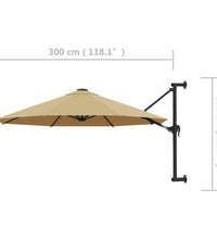 Sonnenschirm zur Wandmontage mit Metall-Mast 300 cm Taupe