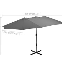 Sonnenschirm mit Aluminium-Mast 460 x 270 cm Anthrazit