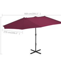 Sonnenschirm mit Aluminium-Mast 460x270 cm Bordeauxrot