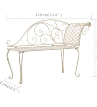 Garten-Chaiselongue 128 cm Metall Antik Weiß