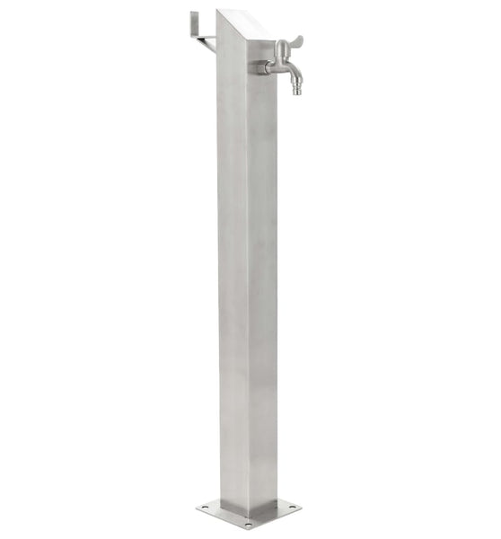 Garten-Wassersäule Edelstahl Quadratisch 95 cm