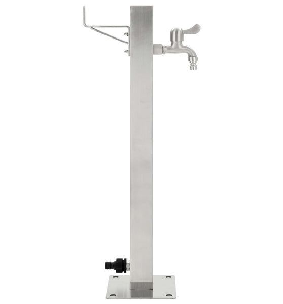 Garten-Wassersäule Edelstahl Quadratisch 65 cm