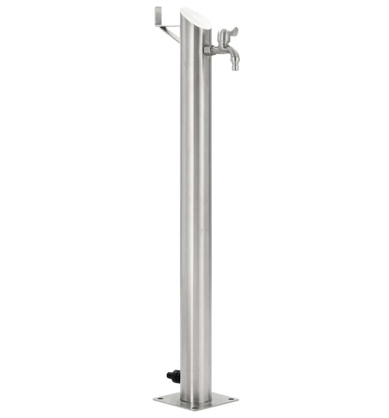 Garten-Wassersäule Edelstahl Rund 95 cm