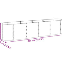 Garten-Hochbeet 400 x 80 x 81 cm Verzinkter Stahl Silbern