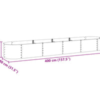 Garten-Hochbeet 400 x 80 x 44 cm Verzinkter Stahl Silbern