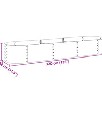 Garten-Hochbeet 320x80x44 cm Verzinkter Stahl Silbern