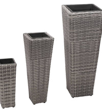 Garten-Hochbeet 3-tlg. Poly Rattan Grau