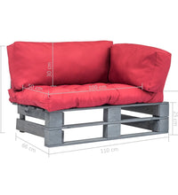 Outdoor-Sofa Paletten mit Kissen in Rot Kiefernholz