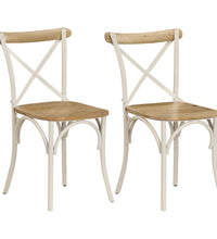 Kreuzstühle 2 Stk. Weiß Massivholz Mango