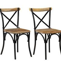 Kreuzstühle 2 Stk. Schwarz Massivholz Mango