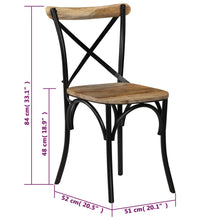 Kreuzstühle 2 Stk. Schwarz Massivholz Mango
