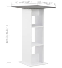 Bartisch Weiß und Anthrazitgrau 60x60x110 cm
