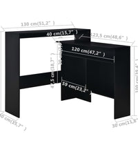 Bartisch mit 2 Tischplatten Schwarz 130x40x120 cm
