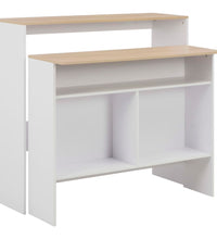 Bartisch mit 2 Tischplatten Weiß und Eichefarben 130x40x120 cm